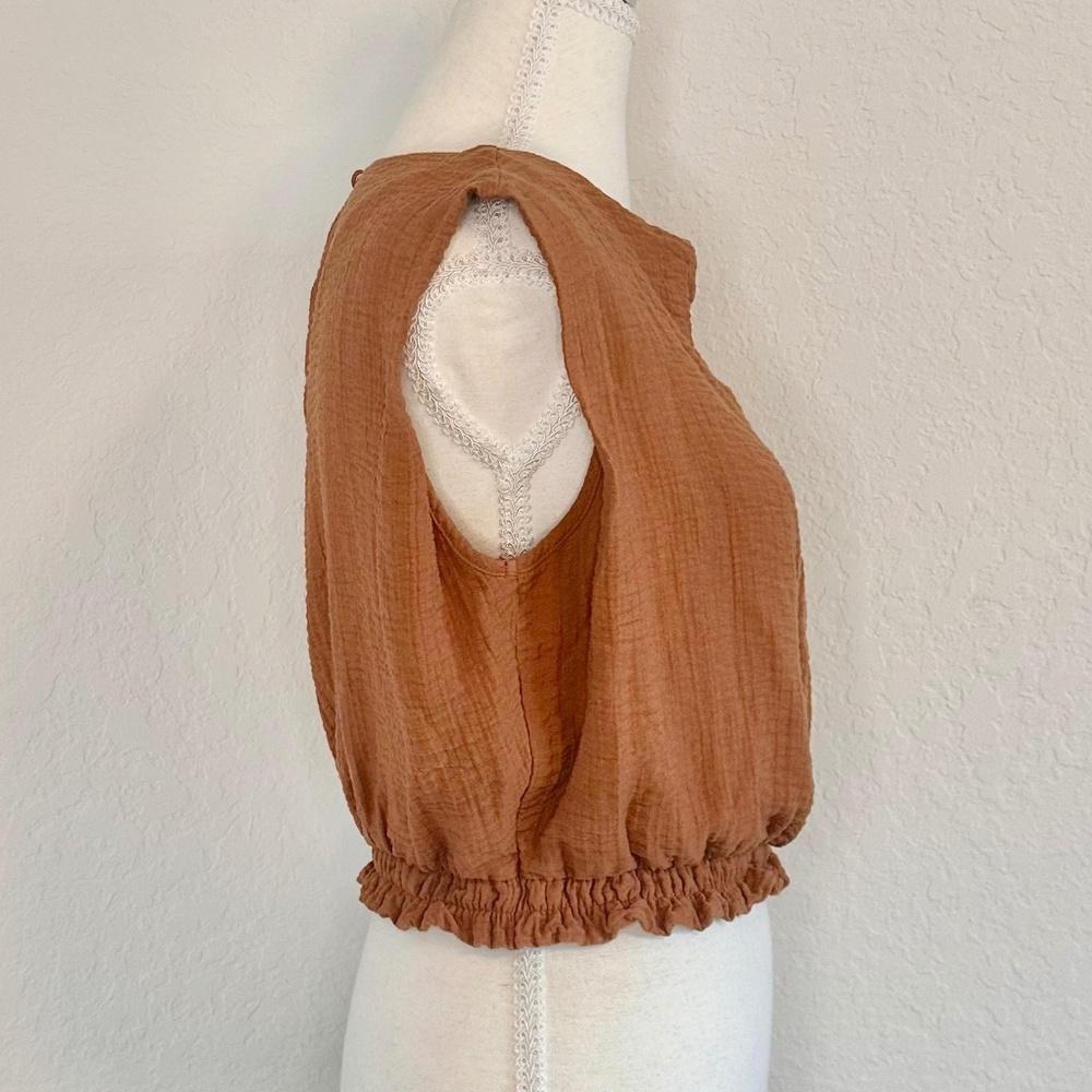 A New Day, Rust Orange Textured Sleeveless Crop Top, Size S - Picture 2 of 8